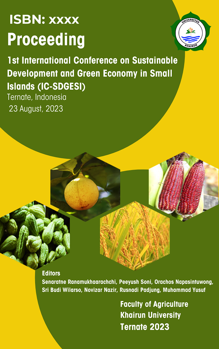Proceeding of The International Conference on Sustainable Development and Green Economy in Small Islands, Ternate, North Maluku, Indonesia